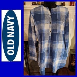 Old Navy Blue Plaid Popover Tunic